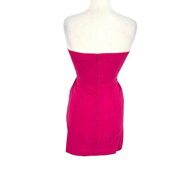 Theory Tyrah Crunch Strapless Pink Cotton A-Line Mini Dress Size 2 - Picture 6 of 10